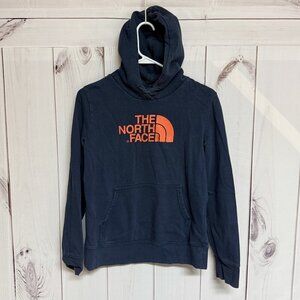 The North Face Logo Pullover Hoodie Women’s Medium Navy Orange EUC